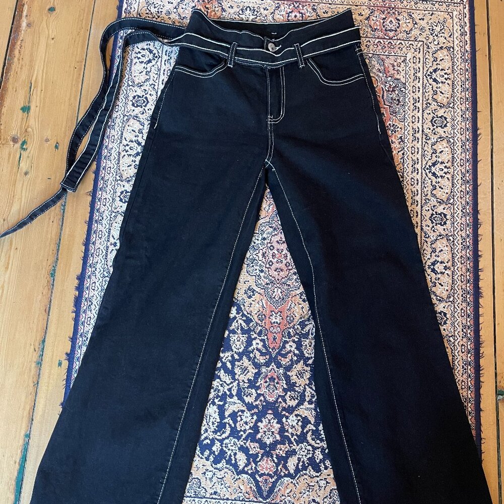 High Waisted Denim Wide Leg (S)